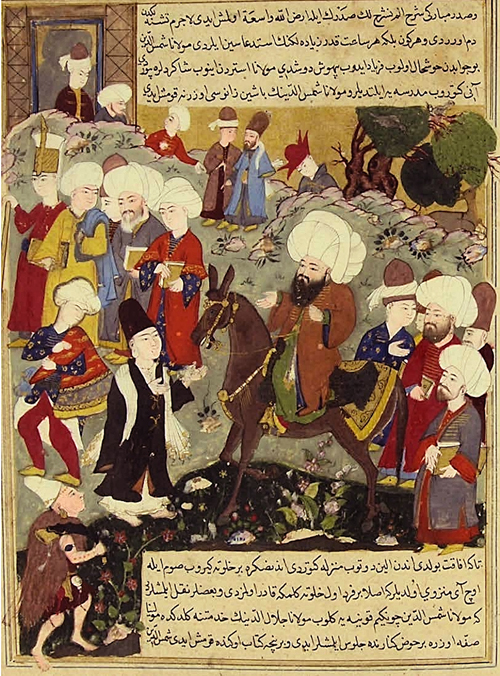 Rumi meeting his spiritual mentor Shams Tabrizi